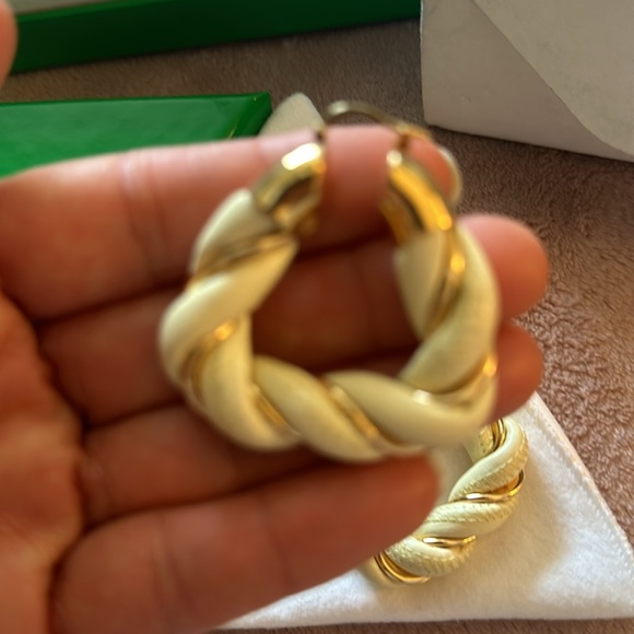 Bottega Veneta twist leather earrings , 925 silver gold. - Picture 4 of 5